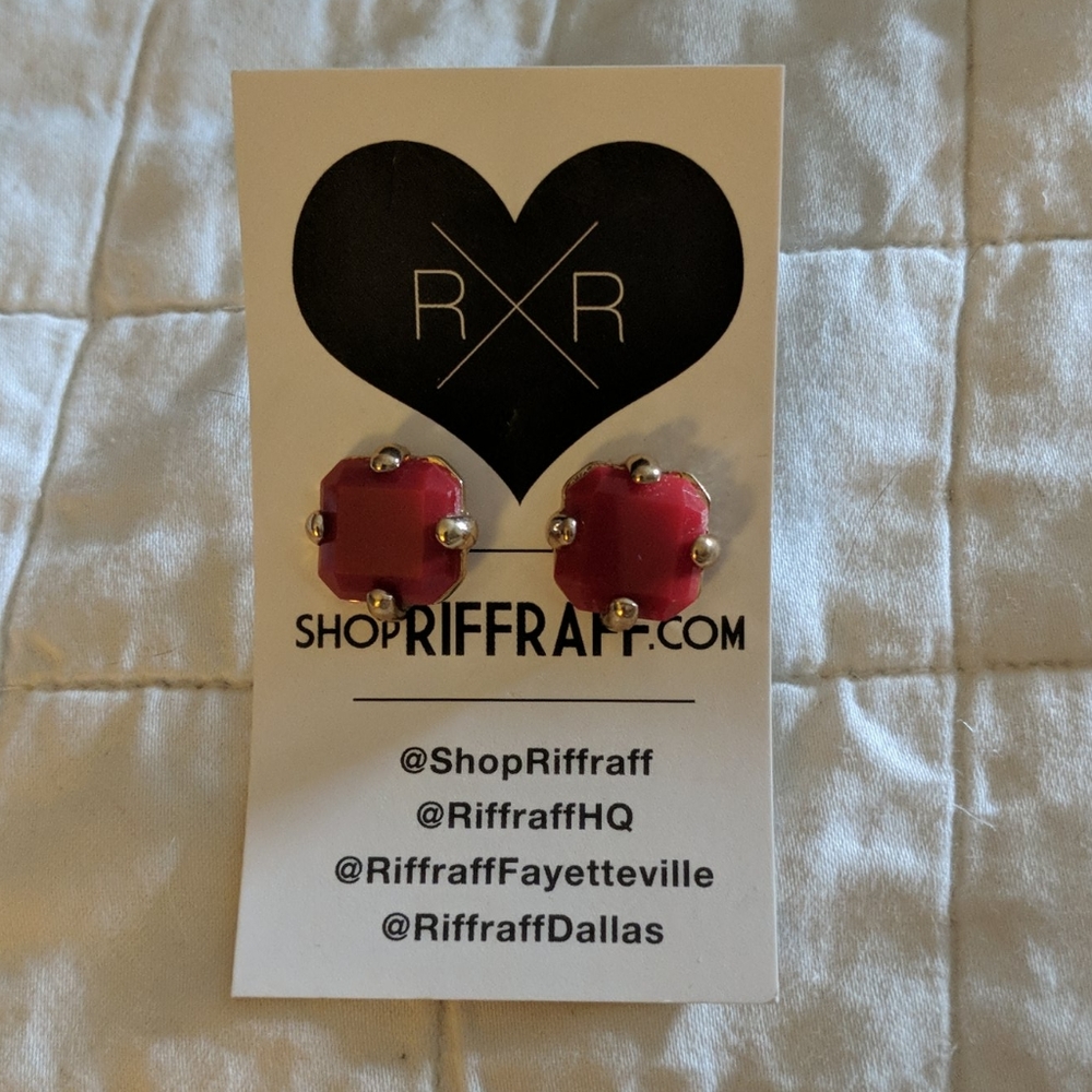 NWT Riff Raff earrings, red and gold - Picture 2 of 4